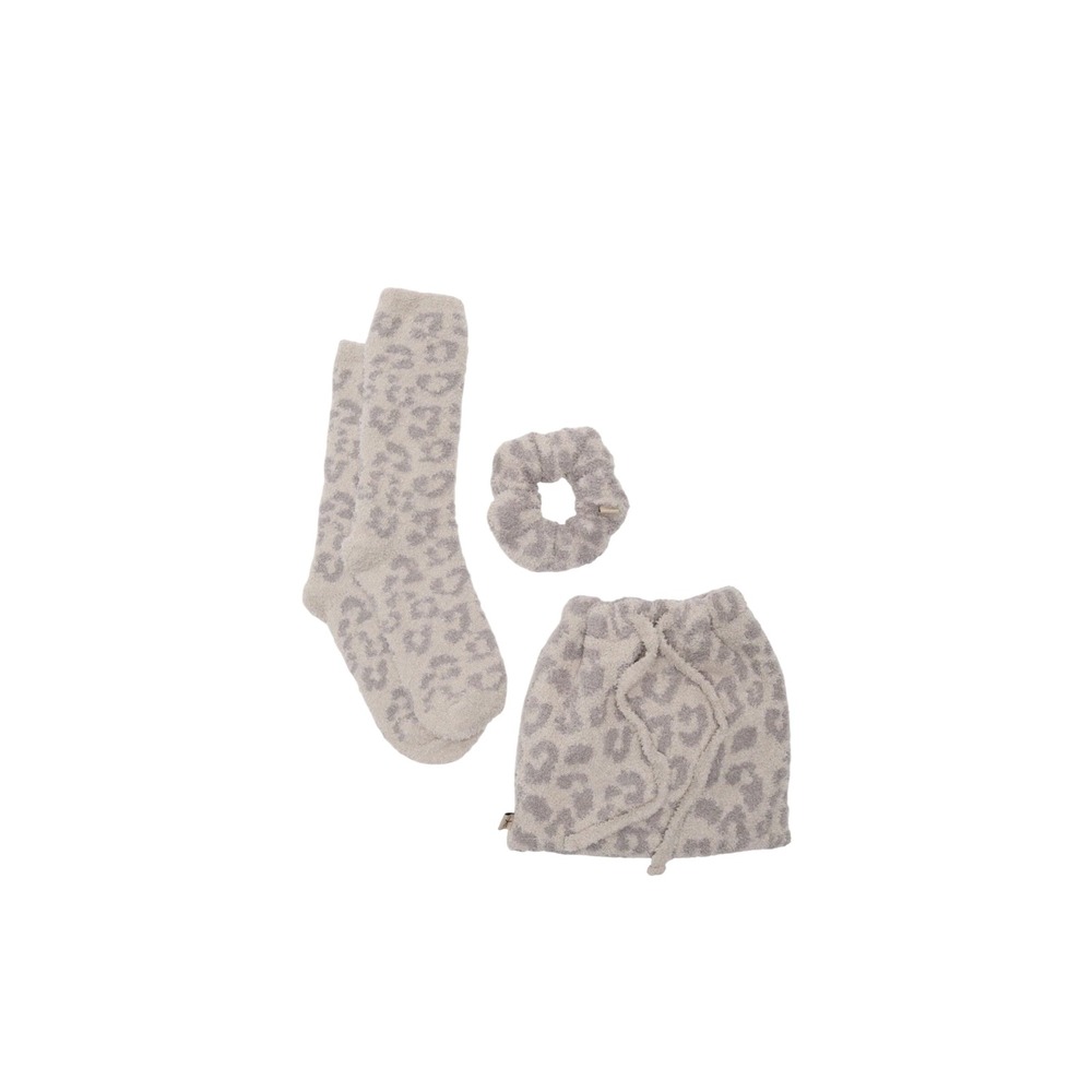 Barefoot Dreams CozyChic BITW Scrunchie and Sock Set Linen-Warm Gray NWT